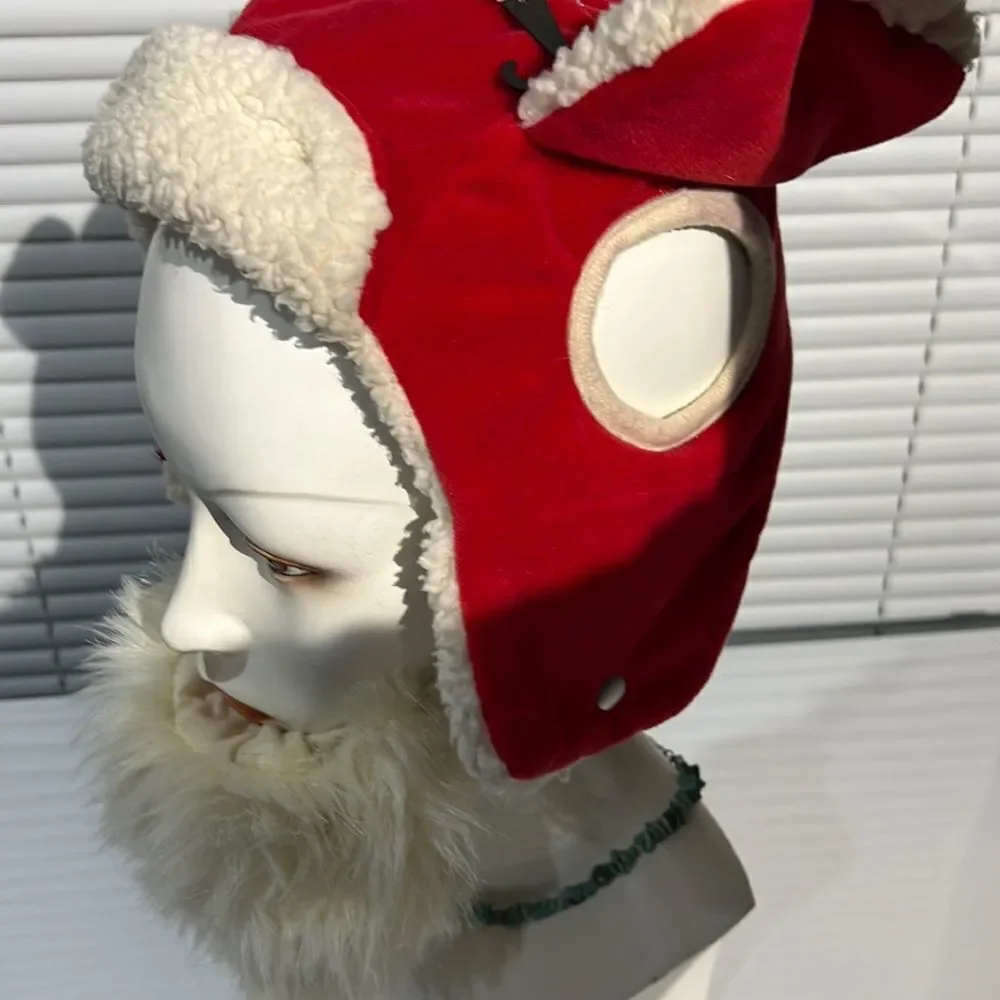 Santa Hat with Beard for XL Dog  **View Photos of Inside of beard** Damage